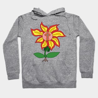 hot flower with a cross Hoodie